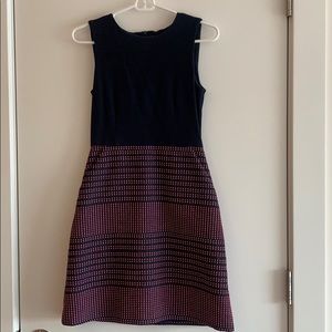 Blue Tank Dress with Pink Top Stitch Skirt